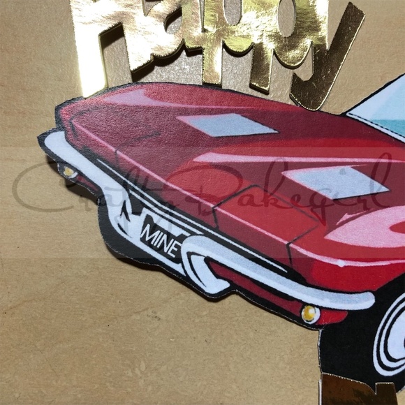 Personalized & Customized 1963 Red Chevrolet Corvette Happy Birthday Cake Topper - Picture 5 of 8